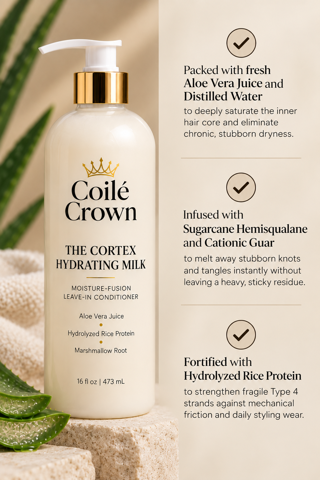 The Cortex Hydrating Milk | 16oz Cationic Leave-In Conditioner