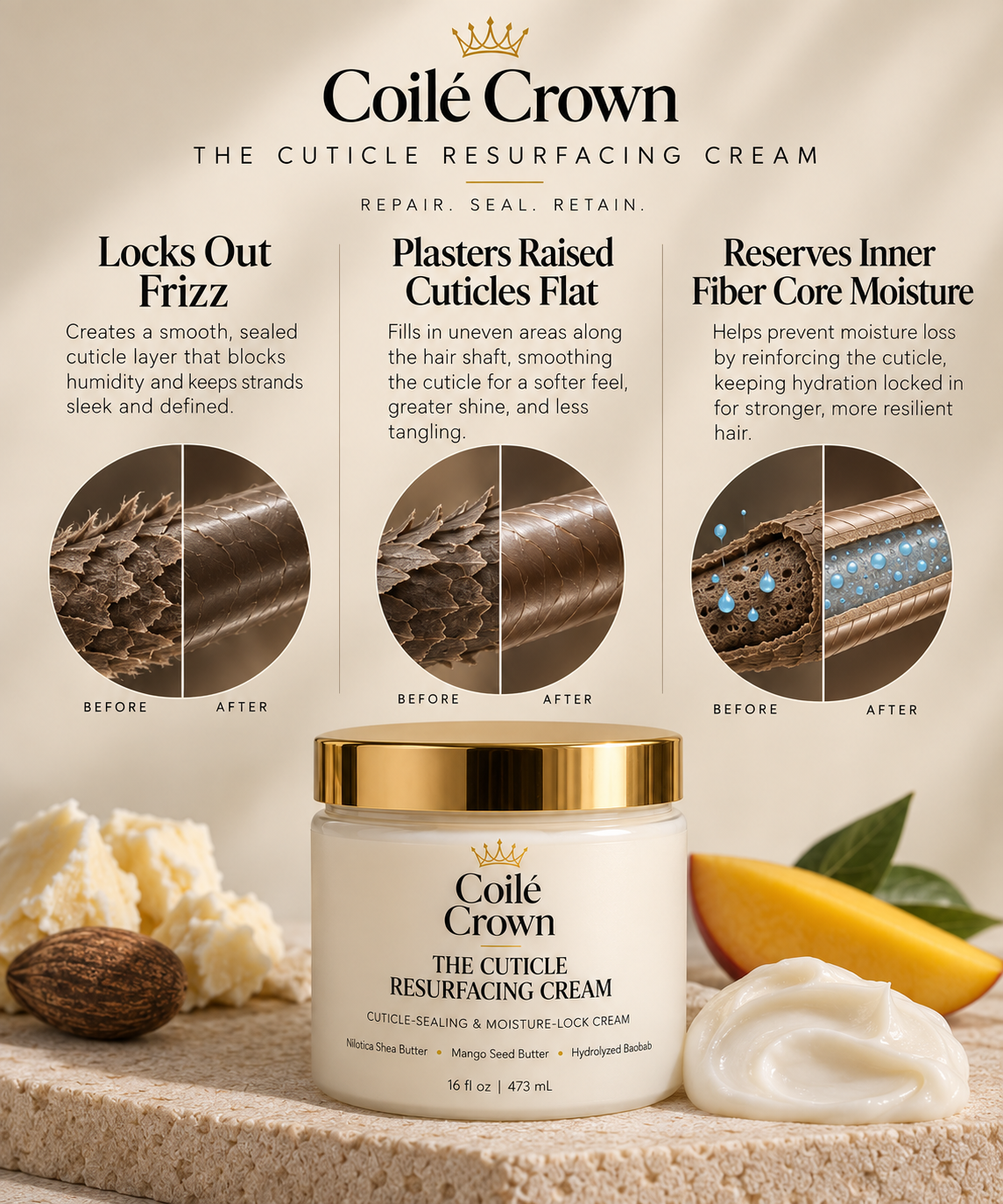 The Cuticle Resurfacing Cream | 16oz Cuticle-Sealing & Moisture-Lock Cream