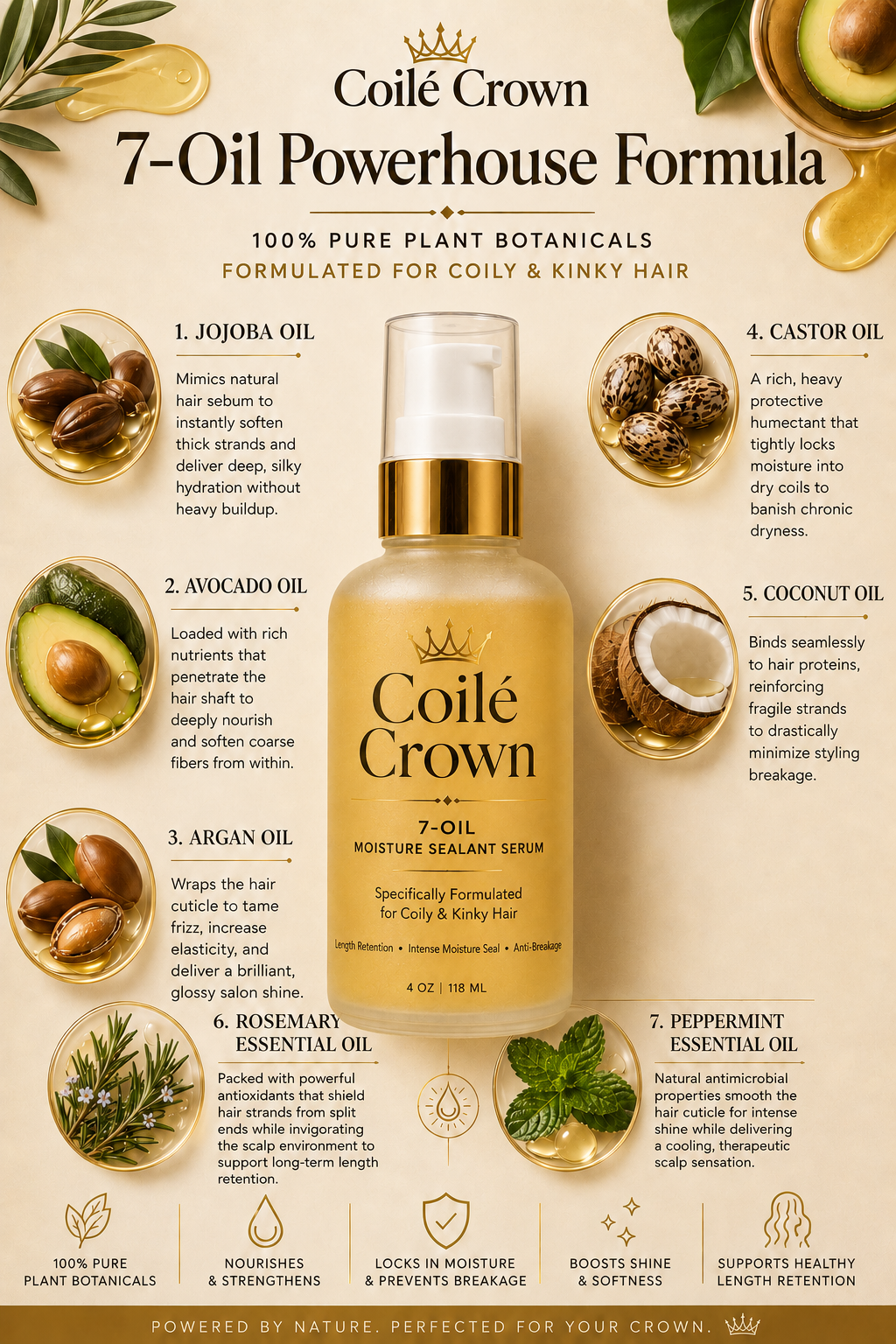 7-Oil Moisture Sealant Serum for Coily & Kinky Hair